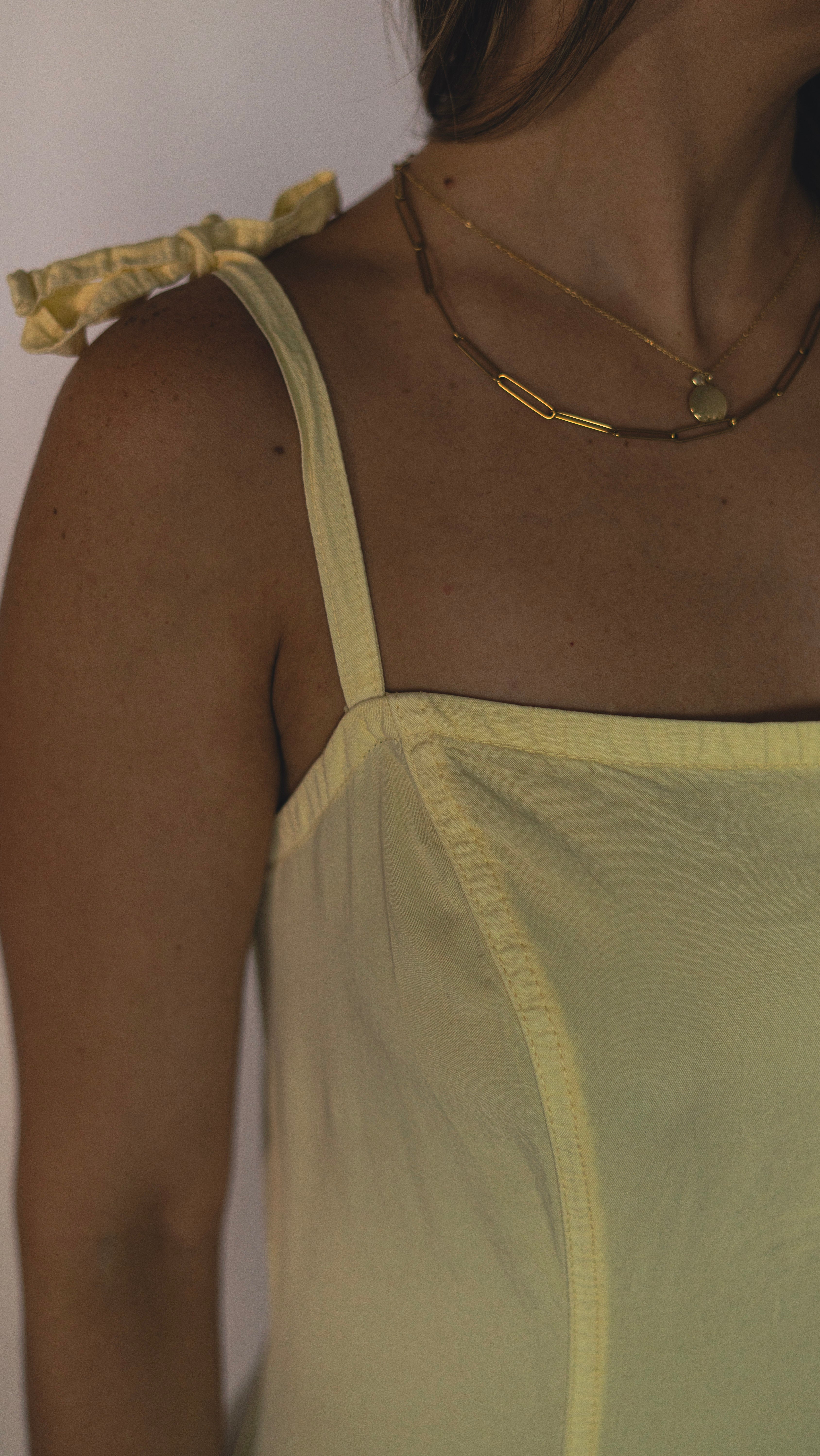 Yellow A-Line Maxi Dress With Square Neck