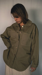 Khaki Oversized Fit Casual Long Sleeve Shirt