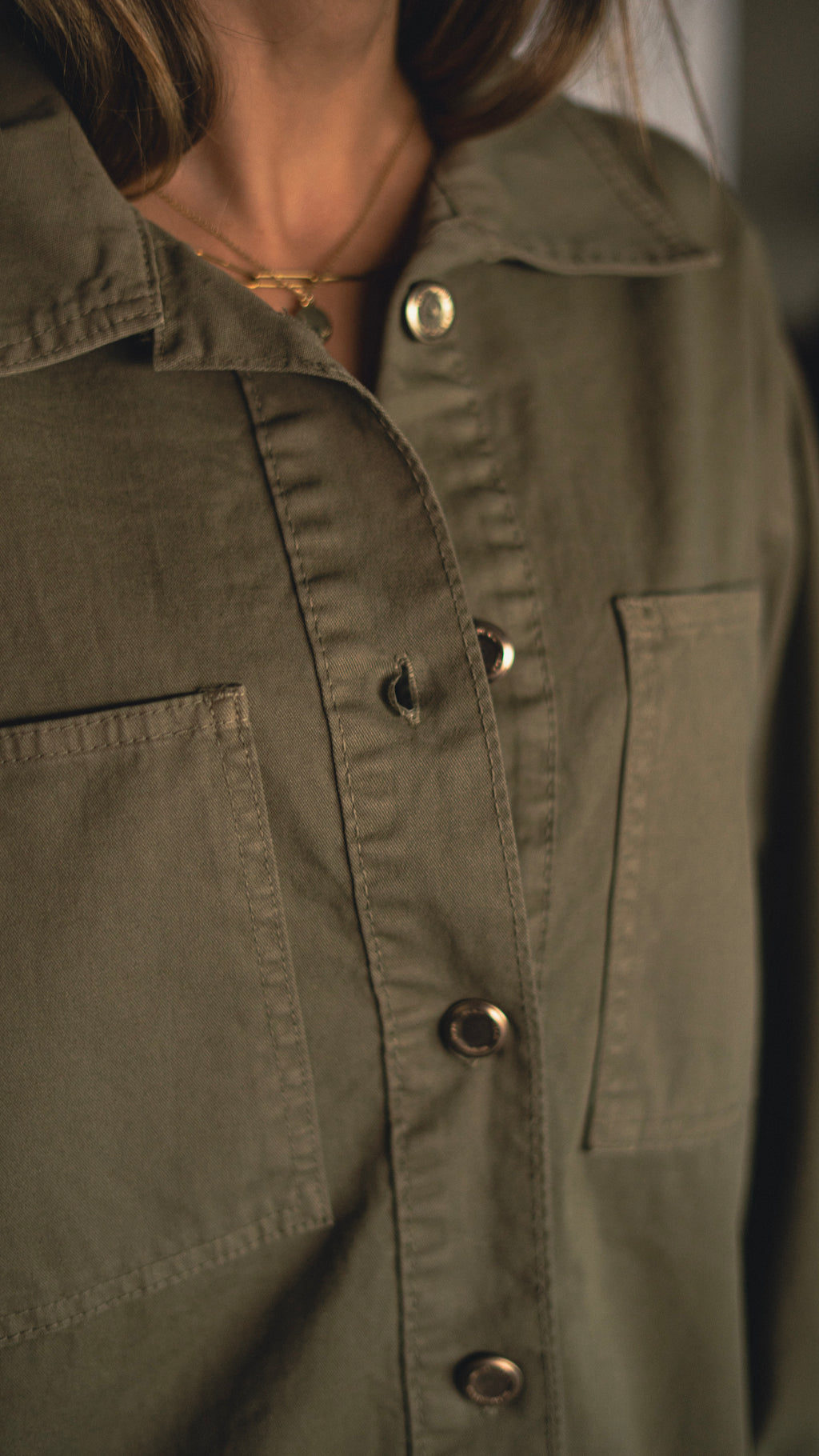 Khaki Oversized Fit Casual Long Sleeve Shirt