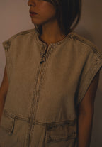 Oversize Denim Vest With Zipper