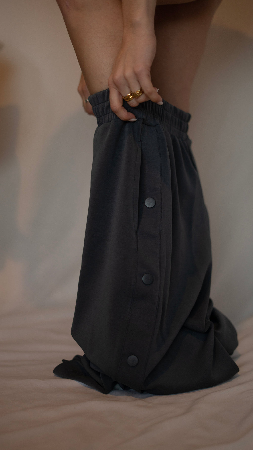 Blue Women's Side Snap Button Detailed Pants