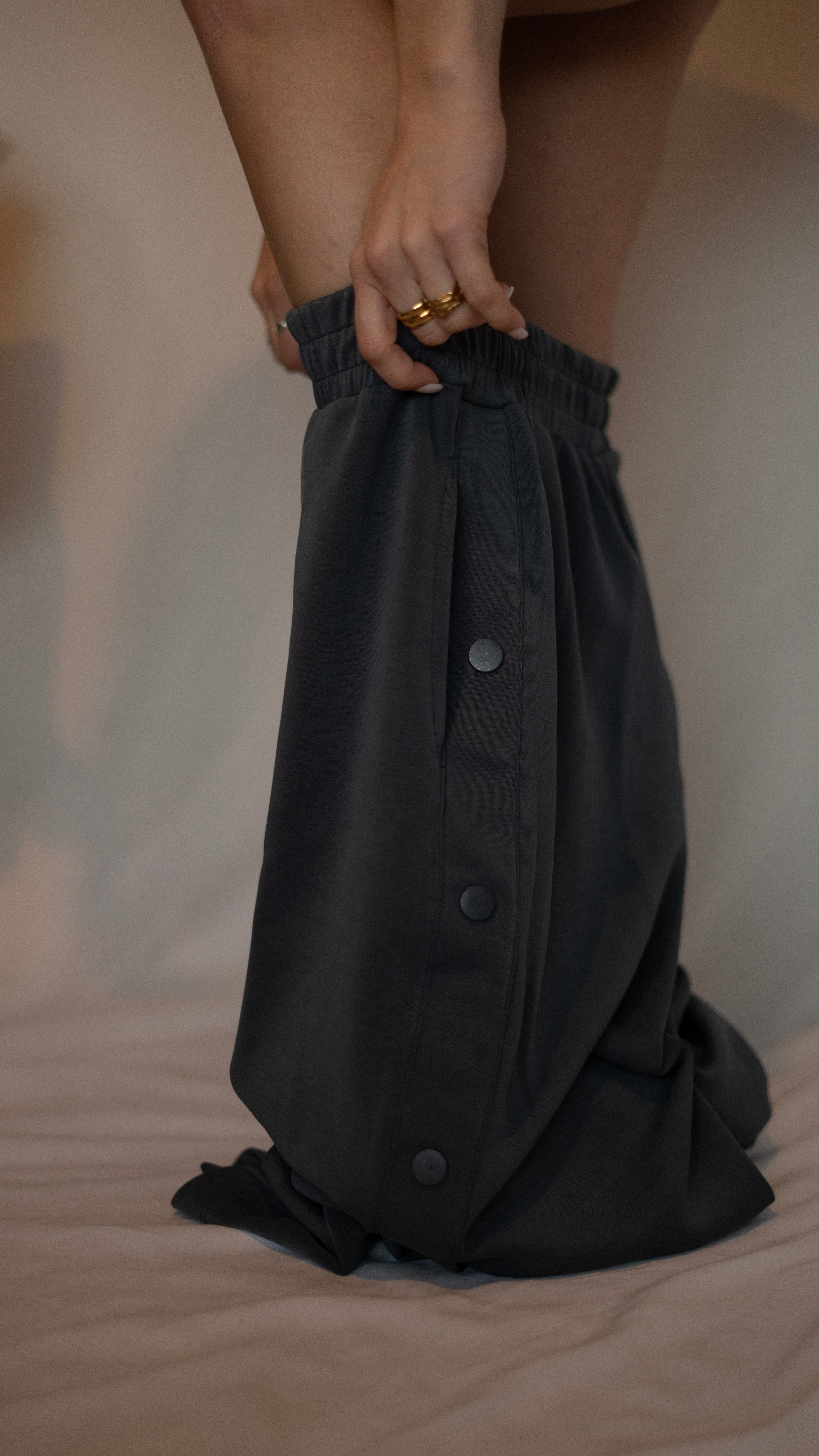 Blue Women's Side Snap Button Detailed Pants