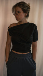 Black Sexy Elegant One Shoulder Neck Blouse