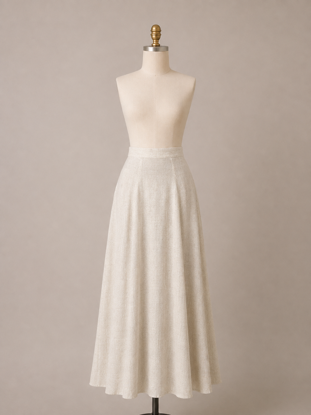 Falda Maxi Beige Evasé de Talle Alto