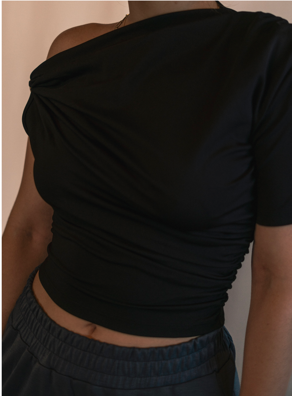 Black Sexy Elegant One Shoulder Neck Blouse