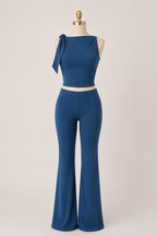 Blue Sexy Casual Elegant Set