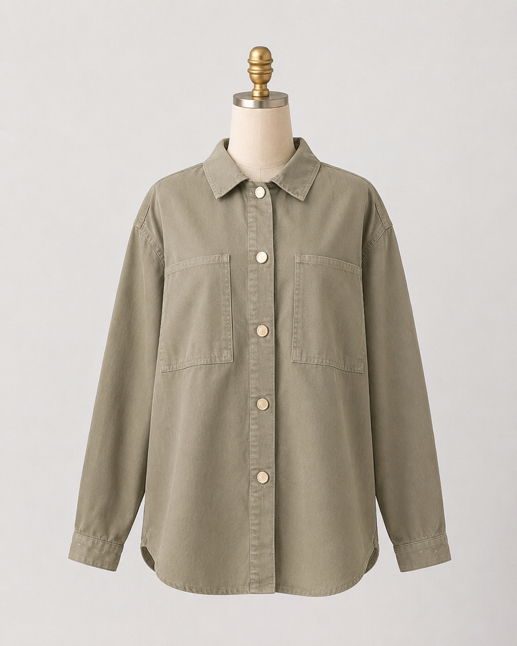 Sobrecamisa Caqui Oversize de Manga Larga