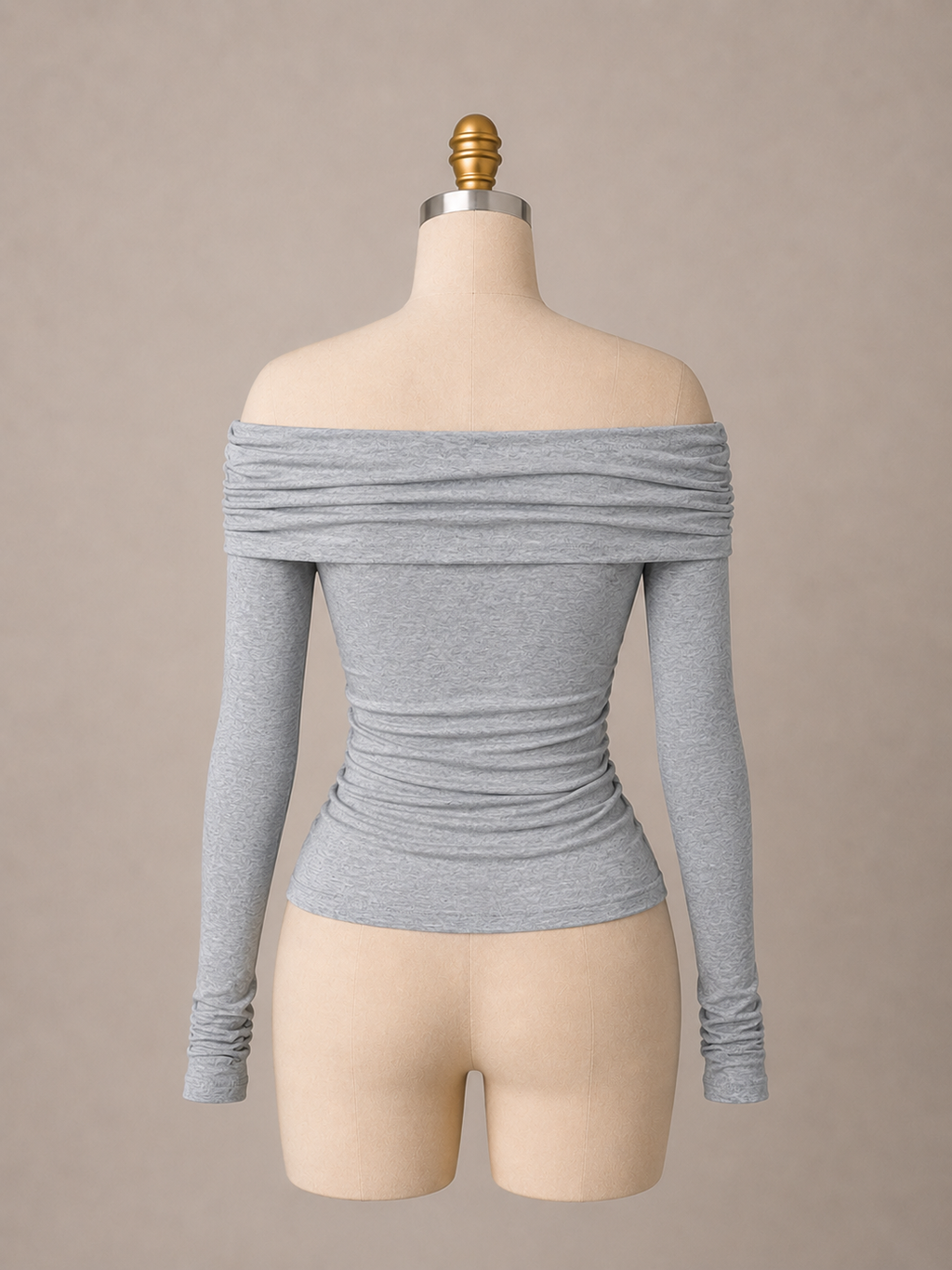 Blusa Gris de Licra Manga Larga