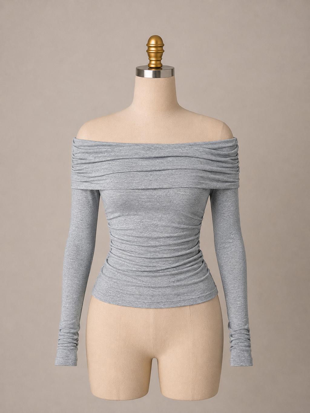 Blusa Gris de Licra Manga Larga