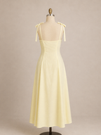 Vestido Maxi Amarillo Línea A con Escote Cuadrado